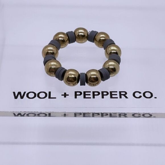 NWT Wool + Pepper Co. Gray & Gold Stackable Ring - Picture 6 of 6